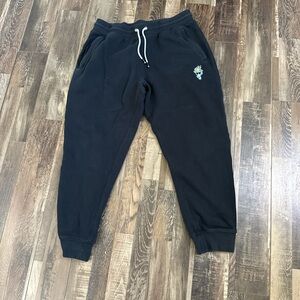 Black Men's Fleece Jogger Sweatpants with Embroidered Accent